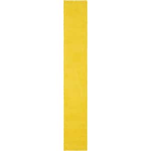 Solid Shag Tuscan Sun Yellow 16 ft. Runner Rug