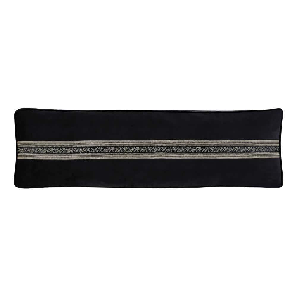Viccorino Black Polyester Bolster Decorative Throw Pillow 15 x 52 in.