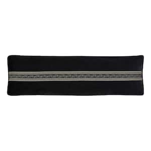 Viccorino Black Polyester Bolster Decorative Throw Pillow 15 x 52 in.