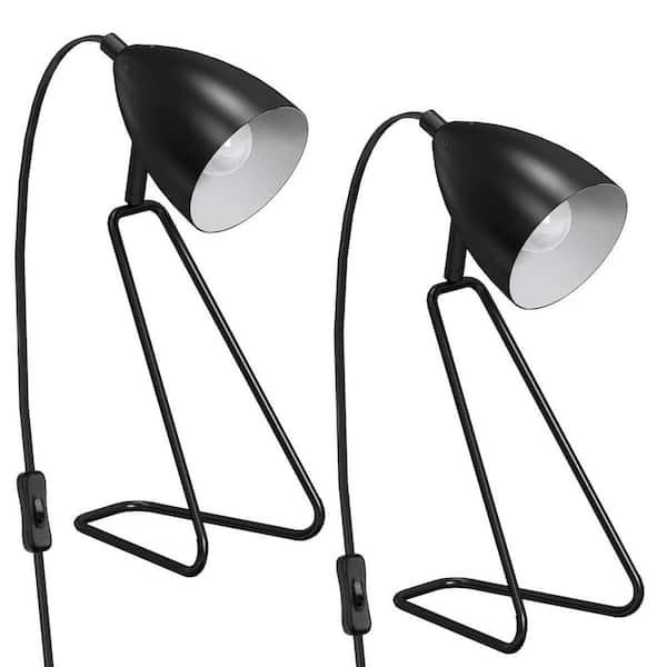 12.5 in. Modern Black Table Lamp Set of 2, 350° Rotatable Small Desk Lamp for Study, Bedroom, Office, Dorm