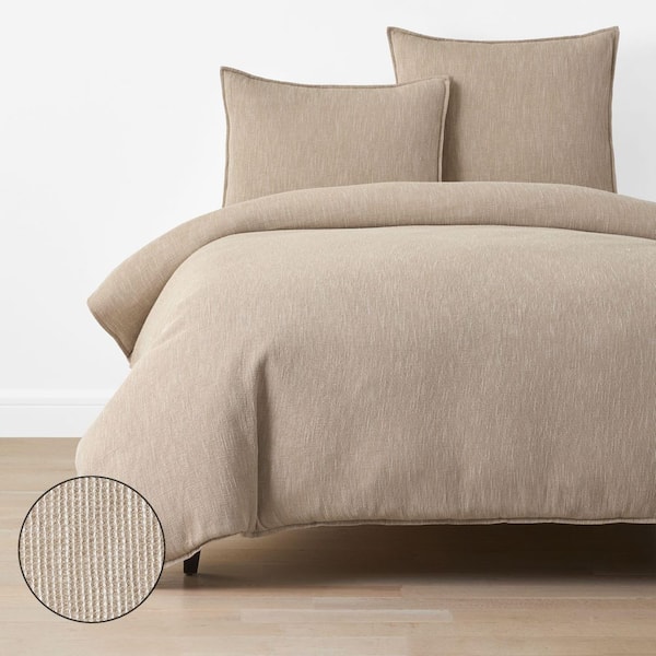 Company Cotton Mini Waffle Wheat Queen Duvet Cover
