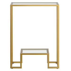 Athena 22 in. Brass Rectangular Glass Console Table