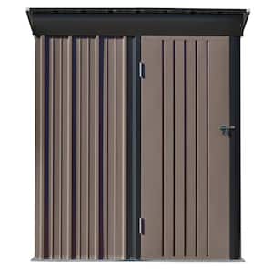 34 in. W x 63 in. D Garden Shed, Patio Metal Lean-to Storage Shed with Lockable Door In Brown 14.4 sq. ft.