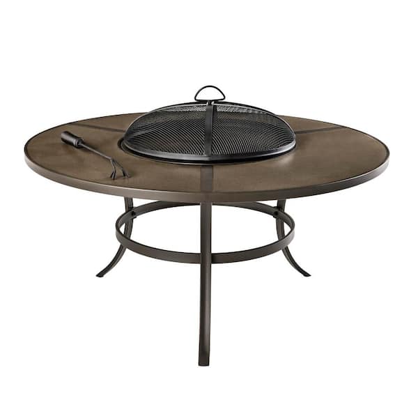 Hampton Bay 42 In Brown Round Steel, Round Patio With Fire Pit