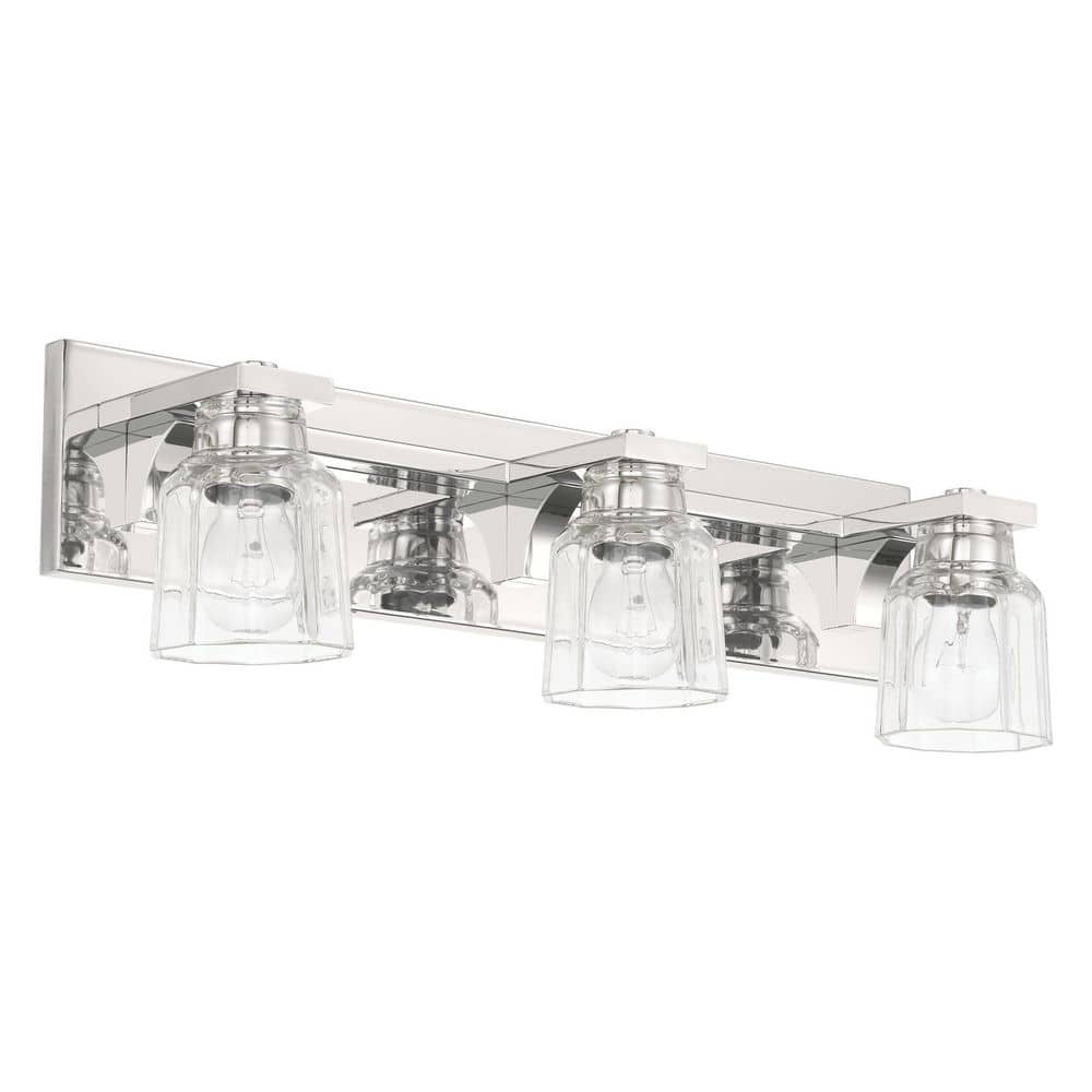 Dryden 24-in. 3-light Polished Nickel Vanity Light with Clear Ribbed Glass Shades price history on PriceWatchPro