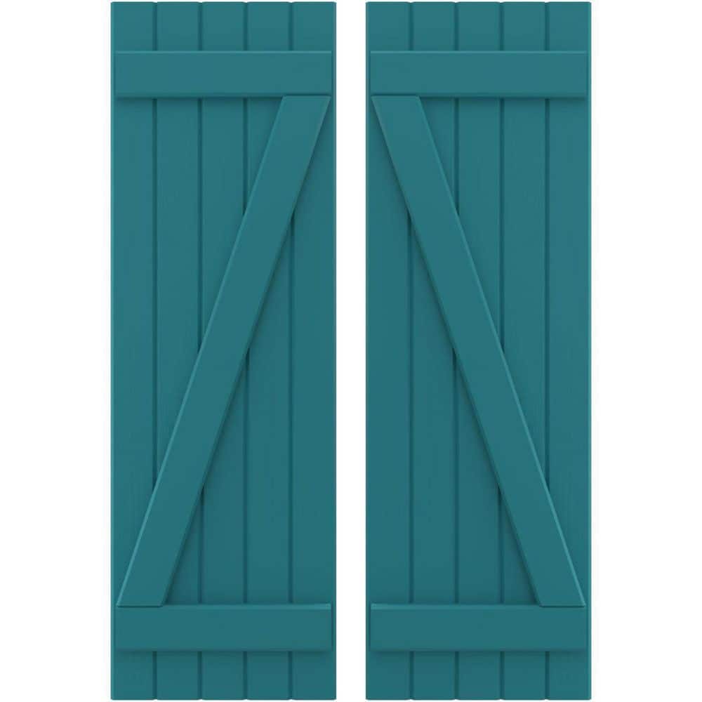 17-1/2 in. W x 41 in. H Americraft 5-Board Exterior Real Wood Joined Board and Batten Shutters with Z-Bar in Antigua price history on PriceWatchPro