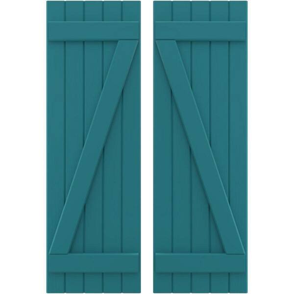 Ekena Millwork 17-1/2 in. W x 68 in. H Americraft 5-Board Exterior Real Wood Joined Board and Batten Shutters with Z-Bar in Antigua