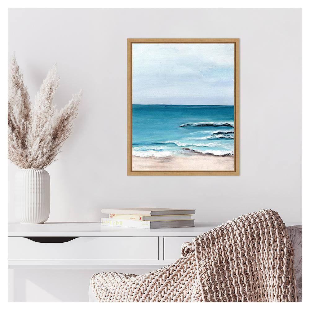 Oceanside View I Scenic Coastal Canvas Print with Maple Frame