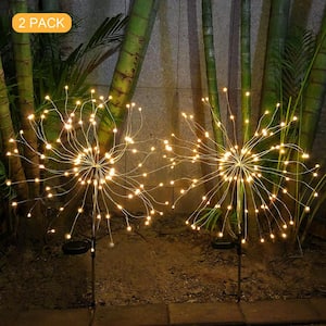 Solar Garden Decorative White Firework Path Lights - 120 Integrated LED, Waterproof Outdoor String Path Lights(2-Pack)