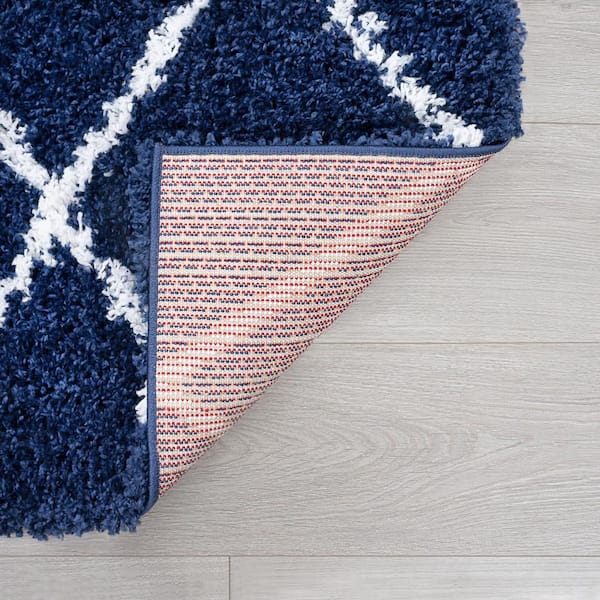Tayse Rugs Jersey Shag Diamond Navy 8 ft. x 10 ft. Indoor Area Rug