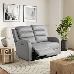 Archer 54.7 Grey Faux Leather 2-Seater Reclining Loveseat