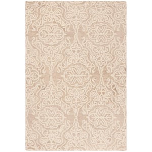 Blossom Beige/Ivory Doormat 3 ft. x 5 ft. Floral Damask Geometric Area Rug