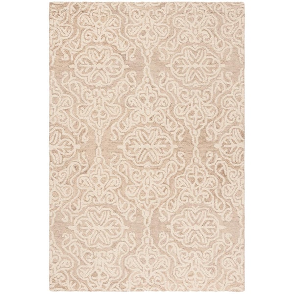 SAFAVIEH Blossom Beige/Ivory Doormat 3 ft. x 5 ft. Floral Damask Geometric Area Rug