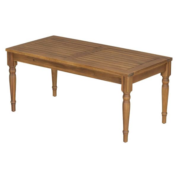 1-Piece 40 in. W x 19.75 in. D x 17.75 in. H Natural Acacia Wood Classic Outdoor Coffee Table, for Patio, Parties, Lawn