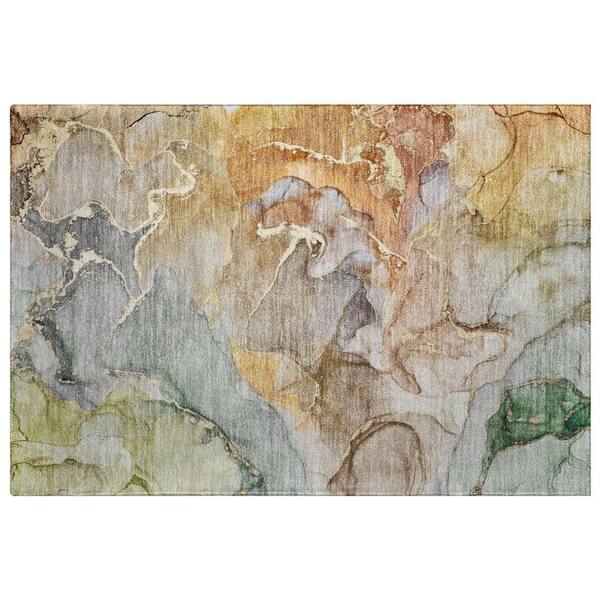 Dream Shag Premium Machine Washable Abstract ADS500 Beige 2 ft. x 3 ft. Accent Rug
