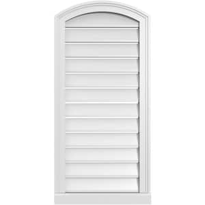 18 in. x 36 in. Arch Top Surface Mount PVC Gable Vent: Decorative with Brickmould Sill Frame