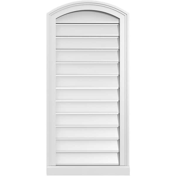Ekena Millwork 18 in. x 36 in. Arch Top Surface Mount PVC Gable Vent: Decorative with Brickmould Sill Frame