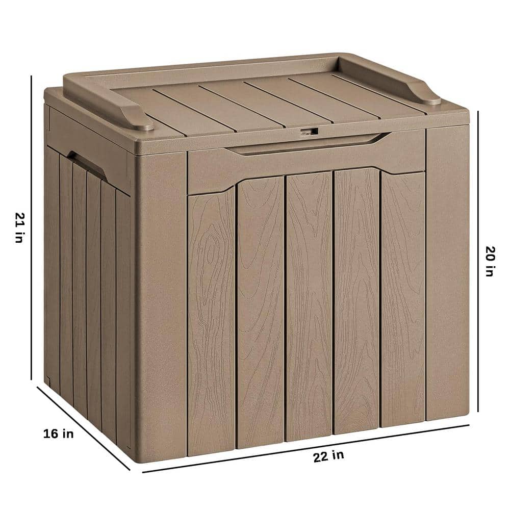 Light Brown Lockable Resin Deck Box with 30 Gallon Capacity