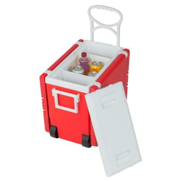Karl home Red 25 Qt. Plastic Beverage Wheeled Cooler with Chairs