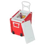 Red 25 Qt. Plastic Beverage Wheeled Cooler with Chairs