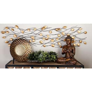 60 in. x  16 in. Metal Gold Leaf Wall Decor