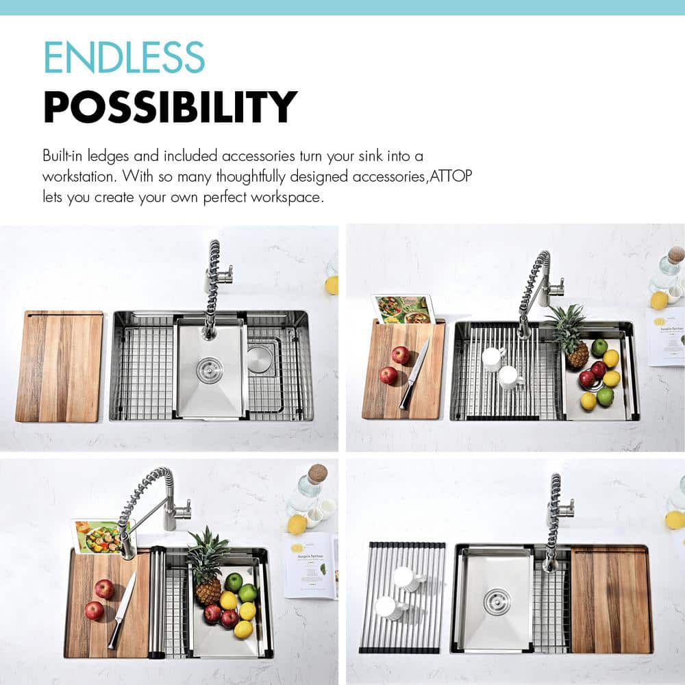 Akicon AK-U3219WS 32'' L Undermount Single Bowl Stainless Steel Kitchen Sink