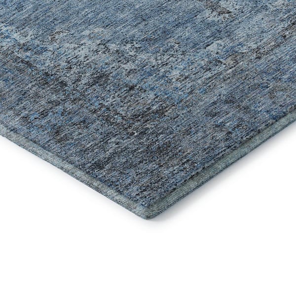 Mayfield Premium Machine Washable Abstract AMF2021 Denim 9 ft. x 12 ft. Area Rug