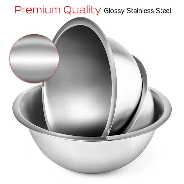 JOYTABLE joytable 14 piece mixing bowls with measuring cups and spoons set  - premium stainless steel mixing bowls set - nesting & stab