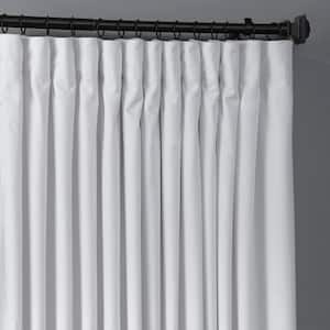 Pillow White Extra Wide Velvet Rod Pocket Room Darkening Curtain - 100 in. W x 108 in. L
