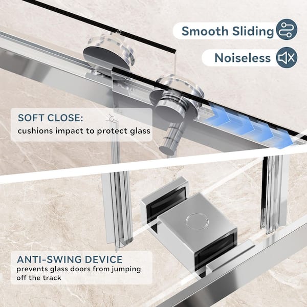 56-60 in. W x 58 in. H Sliding Frameless Tub Door in Chrome with 4/1 in. Clear Tempered Glass