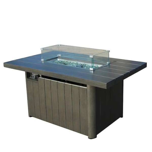 Lois Rectangle Aluminum Outdoor Fire Pit Table-Gray