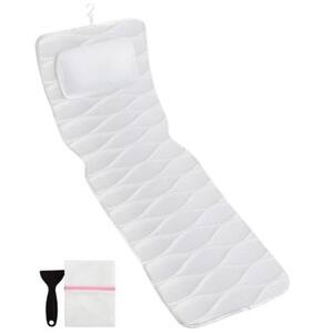 Full Body Bath Pillow for Tub with Mesh Washing Bag, 21 Non-Slip Suction Cups, 5D Air Mesh and Quick Drying in White