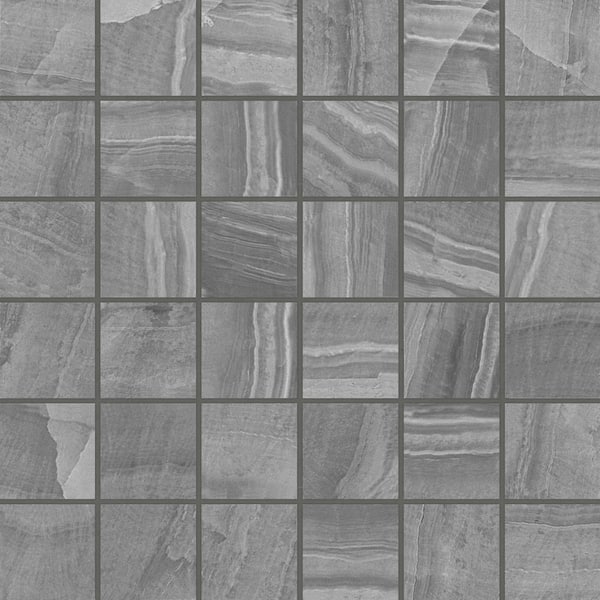 Bedrosians Sample-Gemma Grey Onyx 4 in. x 5 in. s Honed Porcelain Mosaic Subway Tile