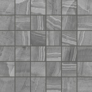 Gemma Grey Onyx 2 in. x 2 in. Squares Honed Porcelain Mosaic Tile (5.0 sq. ft./Case)