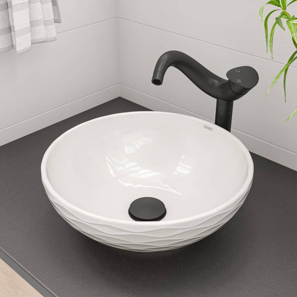 White Ceramic Round Vessel Bathroom Sink