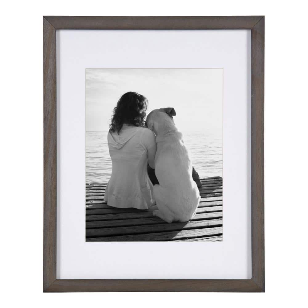 Gray Wood Wall Frame Set with White Mat, 11x14 matted to 8x10, Pack of 4