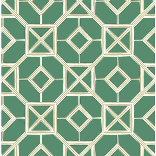 A-Street Prints Livia Green Trellis Wallpaper Sample