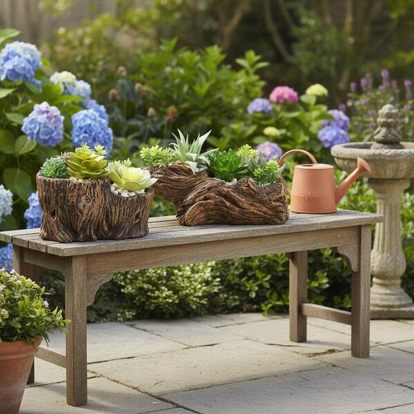 3 Pcs Driftwood Stump Log Concrete Planter YNLIN353 - The Home Depot