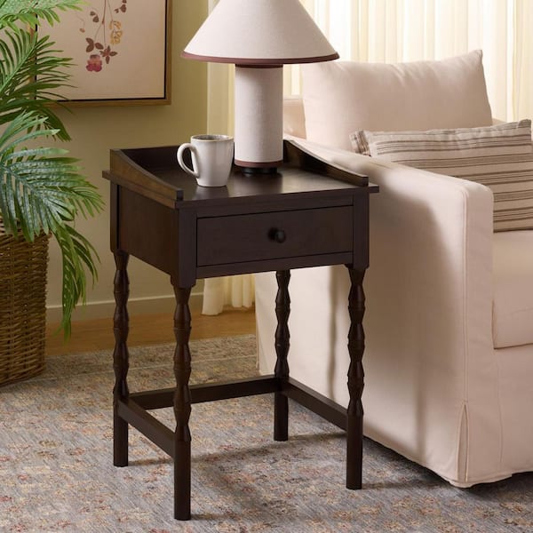 Astaroth 18.9 in. Dark Chocolate Rectangle Wood End Table