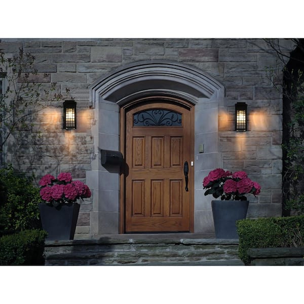 12 in. Black Outdoor Hardwired Wall Sconce with No Bulbs Included