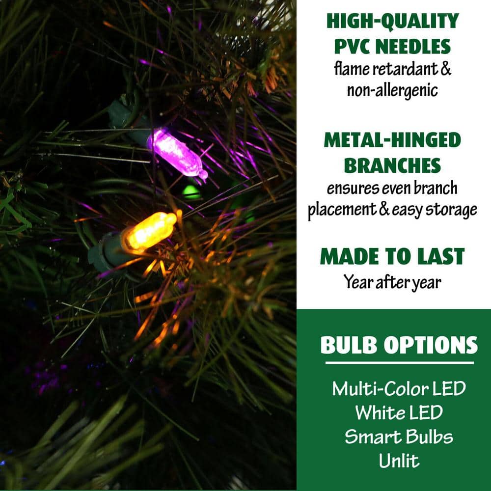 6.5-Ft Green Pine Christmas Tree with Multicolor LED Lights