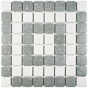 Crystalline Market Square Grey 11-3/4 in. x 11-3/4 in. Porcelain Mosaic Tile (9.8 sq. ft./Case)