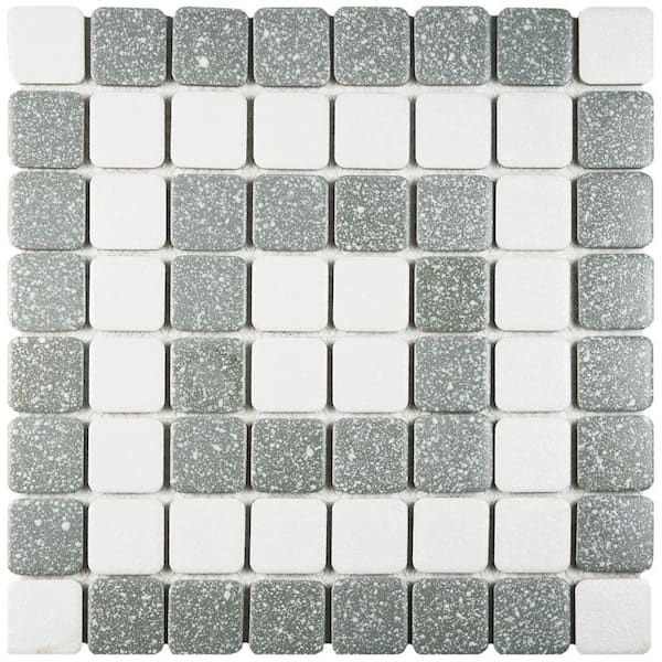 Merola Tile Crystalline Market Square Grey 11-3/4 in. x 11-3/4 in. Porcelain Mosaic Tile (9.8 sq. ft./Case)