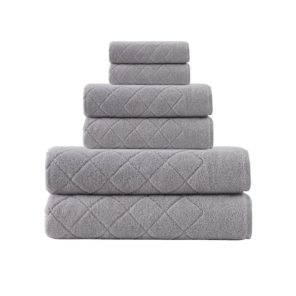 Unbranded Gracious 6-Pieces Silver Turkish Cotton Towel Set