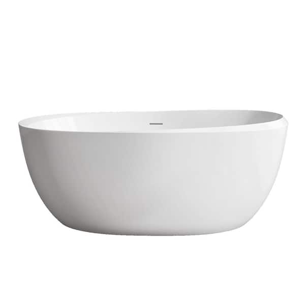 Aoibox 67.32 in. x 29.50 in. Soaking Bathtub with Center Drain in White