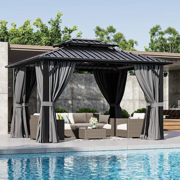 Sizzim 12 ft. W x 10 ft. D Galvanized Steel Hardtop Double