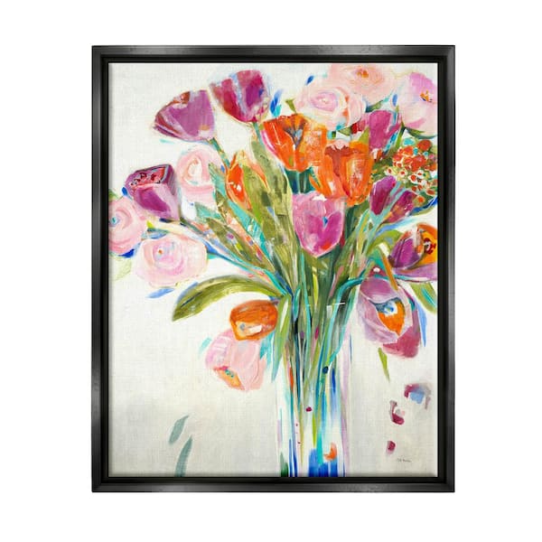 The Stupell Home Decor Collection Rose and Tulip Bouquet Spring Flower Expression by Third and Wall Floater Frame Nature Wall Art Print 31 in. x 25 in.