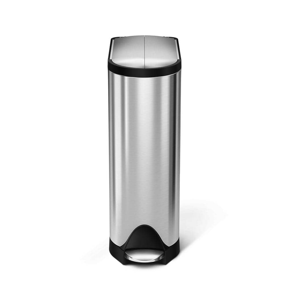 18 Liter Brushed Stainless Steel Step-On Trash Can with Butterfly Lid