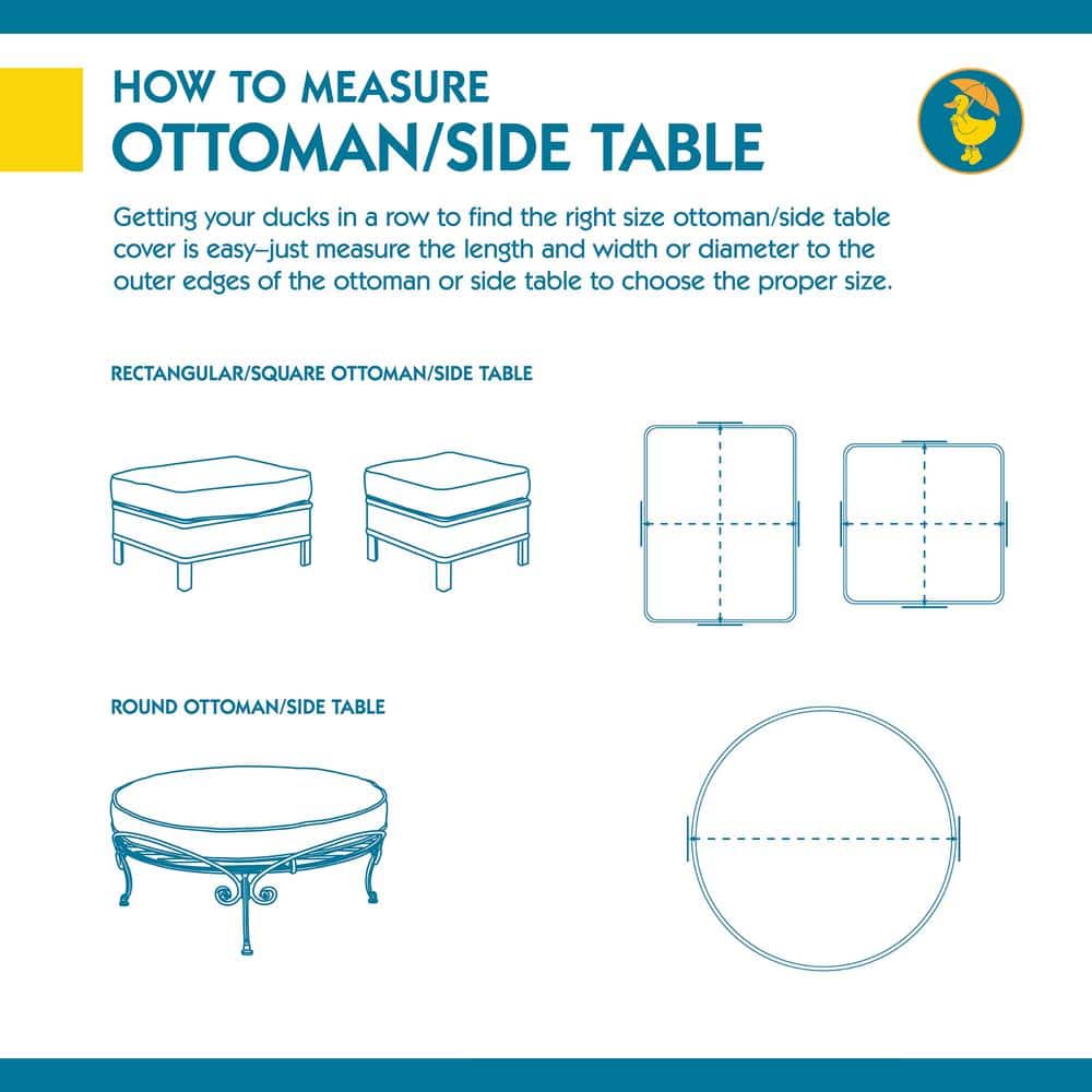 Gray Waterproof Polyester Small Table/Ottoman Cover with Handles