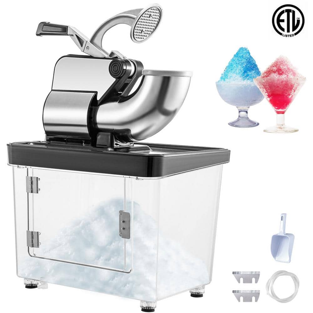 VEVOR Ice Crushers Machine 220lbs per Hour Electric Snow Cone Maker with 4 Blades Stainless Steel Shaved Ice Machine with Cover and Bowl 300W Ice